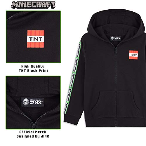 Minecraft Sudadera Niño, Sueter de Manga Larga con Capucha y Cremallera, Ropa Niño Diseño de Creeper, Regalos para Niños Adolescentes Edad 5-14 Años (9-10 años, Negro)