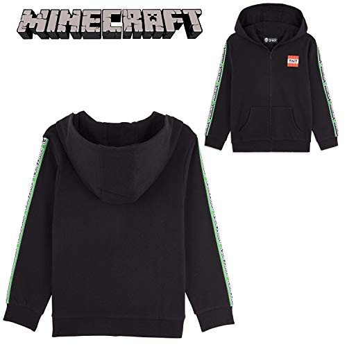 Minecraft Sudadera Niño, Sueter de Manga Larga con Capucha y Cremallera, Ropa Niño Diseño de Creeper, Regalos para Niños Adolescentes Edad 5-14 Años (9-10 años, Negro)