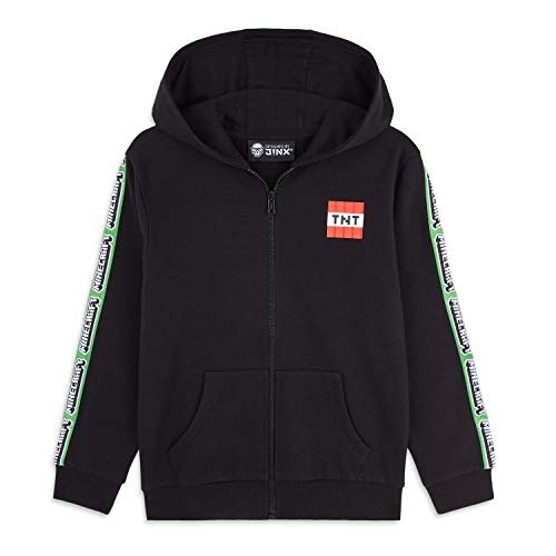 Minecraft Sudadera Niño, Sueter de Manga Larga con Capucha y Cremallera, Ropa Niño Diseño de Creeper, Regalos para Niños Adolescentes Edad 5-14 Años (9-10 años, Negro)