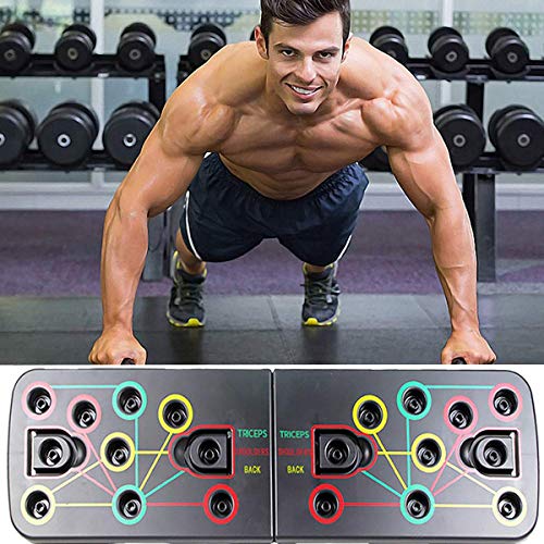 Minetom 13 en 1 Tablero para Flexiones Multifuncional Push Up Board System Gym Grizzly Tilt Board con Banda de Goma