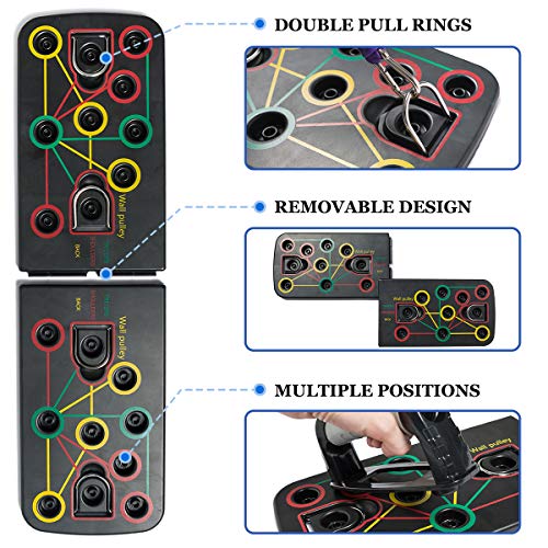 Minetom 13 en 1 Tablero para Flexiones Multifuncional Push Up Board System Gym Grizzly Tilt Board con Banda de Goma