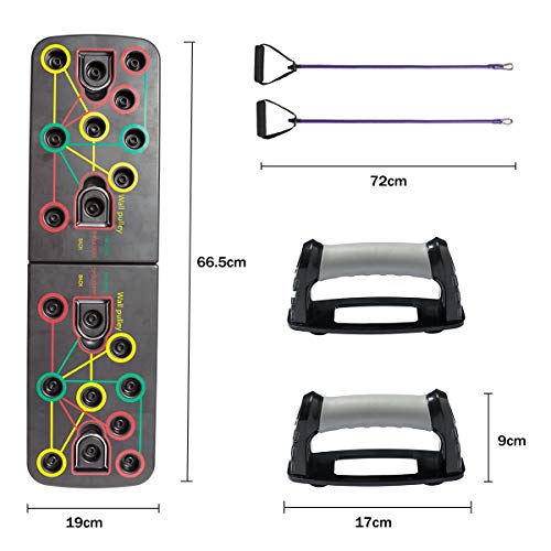 Minetom 13 en 1 Tablero para Flexiones Multifuncional Push Up Board System Gym Grizzly Tilt Board con Banda de Goma