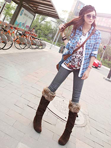 Minetom Mujer Botas Largas De Gamuza Casual Tacón Grueso Planas Zapatos Otoño Invierno Retro Botas Altas Calentar Felpa Marrón 41 EU Minetom Mujer Botas Largas De Gamuza Casual Tacón Grueso Planas Zapatos Otoño Invierno Retro Botas Altas Calentar Felpa Marrón 41 EU