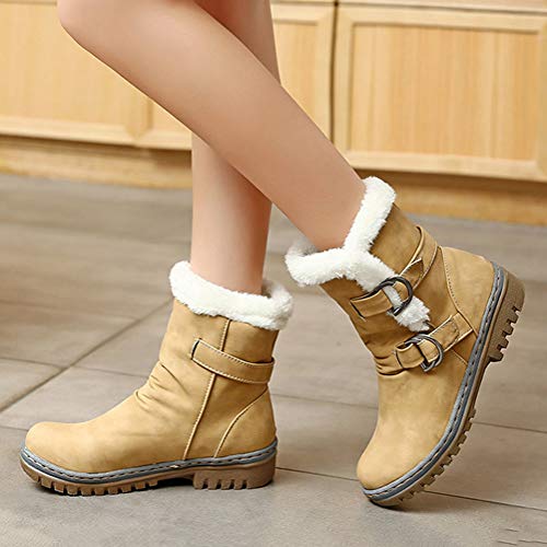 Minetom Mujer Botas Otoño Invierno Moda Botas De Nieve Botines Zapatos De Nieve Cálida Plataforma Tacón Casual Boots Amarillo 37 EU