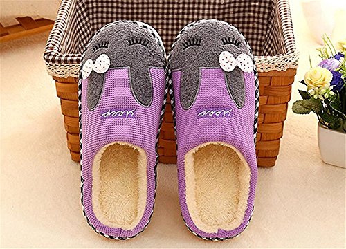 Minetom Mujer Hombres Otoño Invierno Zapatillas De Estar Por Casa Suave Slippers Dibujos Animados Conejo Pareja Zapatos Morado EU 39