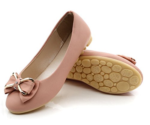 Minetom Mujer Verano Otoño Punta Redonda Zapatos Con Bowknot Estilo Dulce Ballet Plano Zapatos Rosa 37