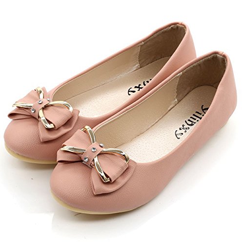 Minetom Mujer Verano Otoño Punta Redonda Zapatos Con Bowknot Estilo Dulce Ballet Plano Zapatos Rosa 37