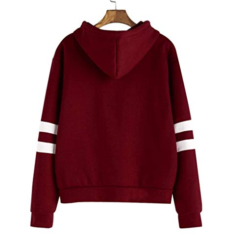 Minetom Mujeres Camisetas Manga Larga Varsity Gafas Encapuchado Camisa de Entrenamiento Sudaderas Con Capucha Tops Vino Rojo ES 38