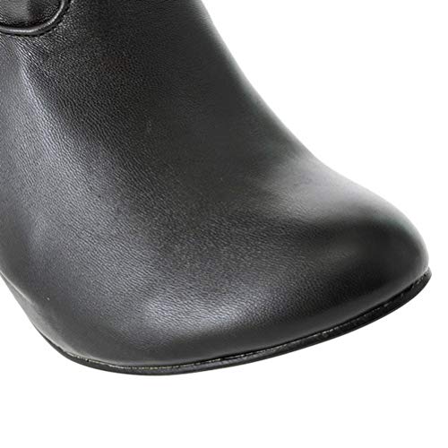 Minetom Mujeres Tacón De Aguja Zapatos Moda Invierno PU Cuero Largas Tacón Alto Botas hasta Las Rodillas Cremallera Boots de Montar B Marrón 45 EU