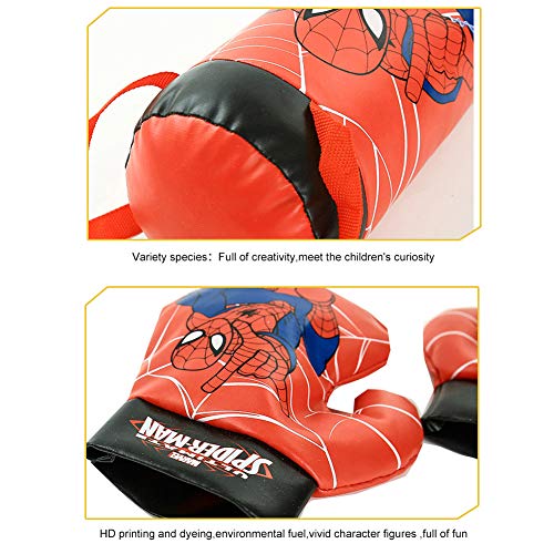 Mingliang Conjunto de Guantes de Boxeo para niños Spider-Man,Navidad Dibujos Animados Descompresión Juguete Equipo Deportivo Boxeo Regalo de cumpleaños Vengadores