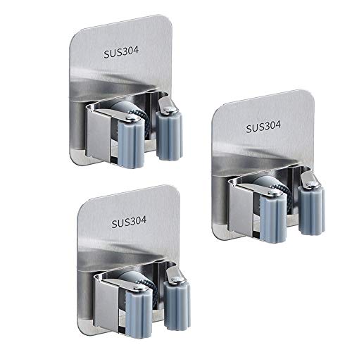 MINGZE 3 Piezas Soporte para escoba y fregona, autoadhesivo 304 Acero Inoxidable Colgador de escobas soporte fregonas sujeta cepillo Colgador de Escobas y Fregonas Adhesivos Pared MINGZE 3 Piezas Soporte para escoba y fregona, autoadhesivo 304 Acero Inoxidable Colgador de escobas soporte fregonas sujeta cepillo Colgador de Escobas y Fregonas Adhesivos Pared