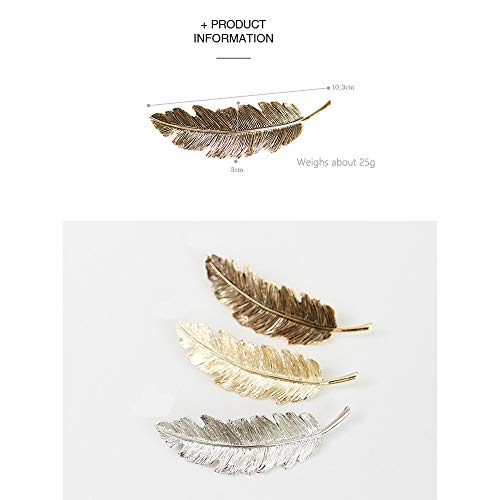 MINGZE 3Pcs Pinzas para el Cabello de Metal, Retro Horquilla Pelo Tocado Lado Clip Pin de Aleación De Plumas Hojas Pasador Garra Accesorios Barrettes (Dorado + Plata + Bronce) MINGZE 3Pcs Pinzas para el Cabello de Metal, Retro Horquilla Pelo Tocado Lado Clip Pin de Aleación De Plumas Hojas Pasador Garra Accesorios Barrettes (Dorado + Plata + Bronce)
