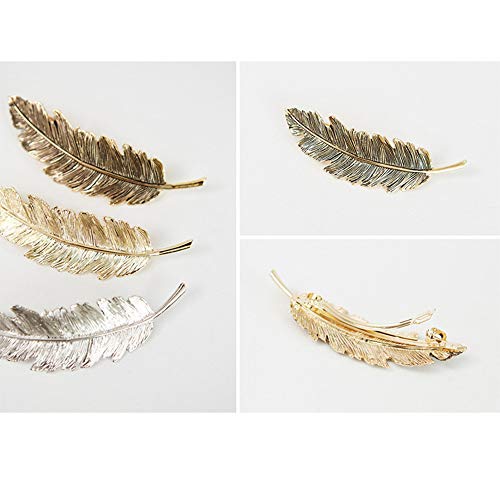 MINGZE 3Pcs Pinzas para el Cabello de Metal, Retro Horquilla Pelo Tocado Lado Clip Pin de Aleación De Plumas Hojas Pasador Garra Accesorios Barrettes (Dorado + Plata + Bronce) MINGZE 3Pcs Pinzas para el Cabello de Metal, Retro Horquilla Pelo Tocado Lado Clip Pin de Aleación De Plumas Hojas Pasador Garra Accesorios Barrettes (Dorado + Plata + Bronce)