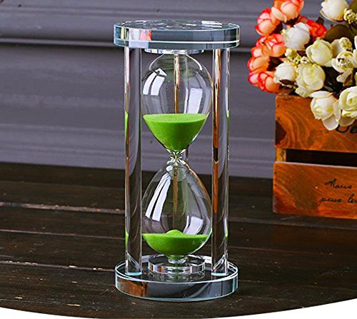 MINGZE Temporizador de Reloj de Arena de Cristal Transparente Reloj de Arena Artesanía decoración de Vidrio, 15 Minutos / 30 Minutos / 60 Minutos (Rosa, 15 Minutos)