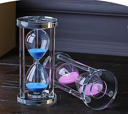 MINGZE Temporizador de Reloj de Arena de Cristal Transparente Reloj de Arena Artesanía decoración de Vidrio, 15 Minutos / 30 Minutos / 60 Minutos (Rosa, 15 Minutos)