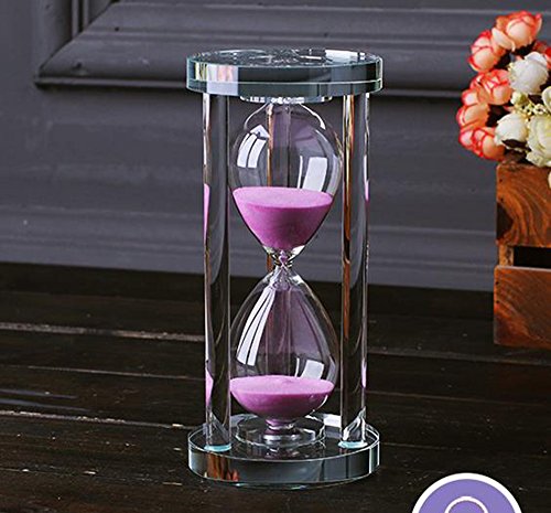 MINGZE Temporizador de Reloj de Arena de Cristal Transparente Reloj de Arena Artesanía decoración de Vidrio, 15 Minutos / 30 Minutos / 60 Minutos (Rosa, 15 Minutos)