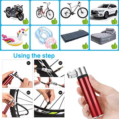 Mini Bomba De Bicicleta, Bomba de Mano Pequeña, 120 PSI - Mini Bomba de Aire Inflador, con Marco fijo, Tuerca de tornillo, Aguja de gas, Manguera, Valvulas, para Bicicletas de Montaña/Moto/Pelotas Mini Bomba De Bicicleta, Bomba de Mano Pequeña, 120 PSI - Mini Bomba de Aire Inflador, con Marco fijo, Tuerca de tornillo, Aguja de gas, Manguera, Valvulas, para Bicicletas de Montaña/Moto/Pelotas