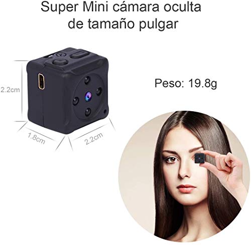 Mini Camara Espia Oculta Video Cámara，NIYPS HD 1080P Camaras de Vigilancia Portátil Secreta Compacta con Detector de Movimiento IR Visión Nocturna, Camara Seguridad Pequeña Interior/Exterior