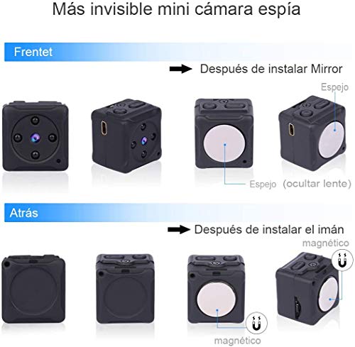 Mini Camara Espia Oculta Video Cámara，NIYPS HD 1080P Camaras de Vigilancia Portátil Secreta Compacta con Detector de Movimiento IR Visión Nocturna, Camara Seguridad Pequeña Interior/Exterior