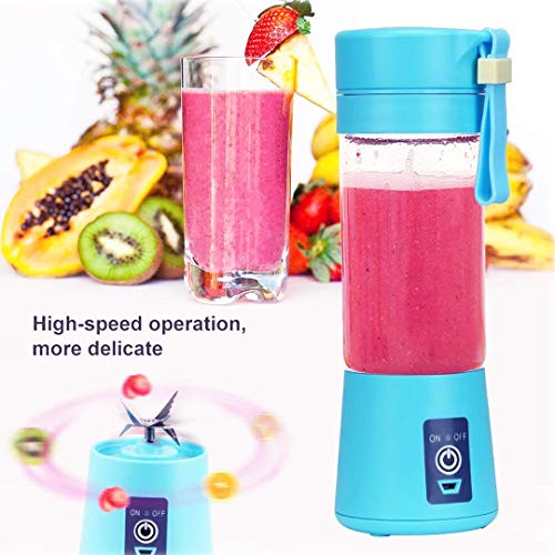 Mini licuadora portátil, Topspitgo Mezclador de frutas de tamaño personal Eléctrico USB Taza de exprimidor recargable Máquina de mezcla de frutas Baby Travel 380ml, Six Blades