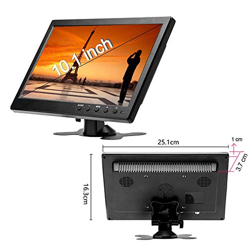 Mini Monitor Portátil 10.1'' Pantalla LCD Camecho HD 1024 * 600 con Entrada BNC / AVI / VGA / HDMI / USB para PC DVD TV Cámara de visión trasera para Automóvil Cámara de Seguridad