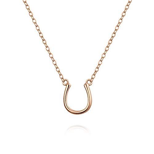 Minimalista mini pequeño simple ecuestre buena suerte encanto herradura colgante collar para las mujeres para adolescente rosa oro 925 plata de ley Minimalista mini pequeño simple ecuestre buena suerte encanto herradura colgante collar para las mujeres para adolescente rosa oro 925 plata de ley