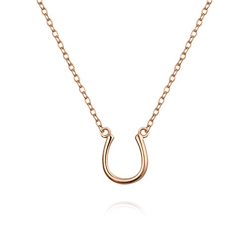 Minimalista mini pequeño simple ecuestre buena suerte encanto herradura colgante collar para las mujeres para adolescente rosa oro 925 plata de ley