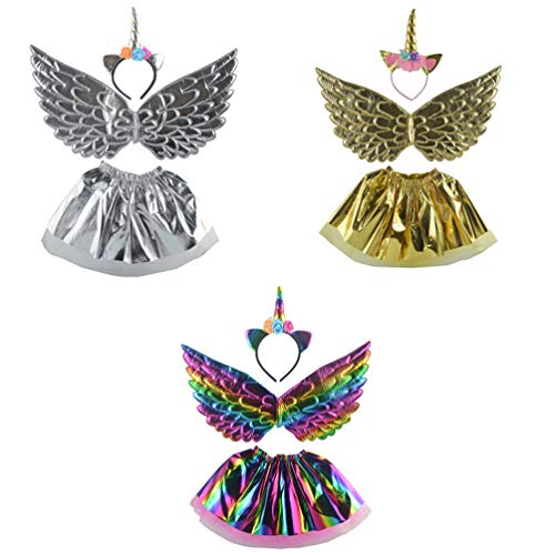 Minkissy Diadema de Unicornio Conjunto de alas Tul Unicornio Plateado Brillante Falda de Hadas Traje Fiesta Gasa Accesorios de Disfraces para niƱas Minkissy Diadema de Unicornio Conjunto de alas Tul Unicornio Plateado Brillante Falda de Hadas Traje Fiesta Gasa Accesorios de Disfraces para niƱas