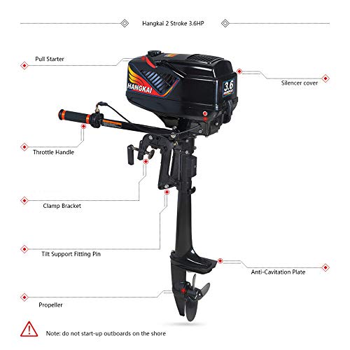 MINUS ONE 3.6 PS Motor fueraborda de 2 Tiempos Motores de Barcos Motores de Botes inflables Motor de Gasolina Motor CDI refrigeración por Agua