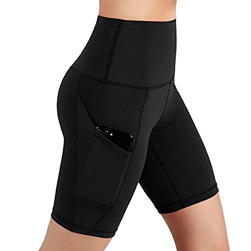 MINXINWY Mallas Cortas Mujer, Leggins de Mujer Fitness Deportes Gimnasio Running Yoga Pantalones Cortos Mujer Deporte Mujeres Ejercicio de Bolsillo Pantalones Atléticos 3D Impresión