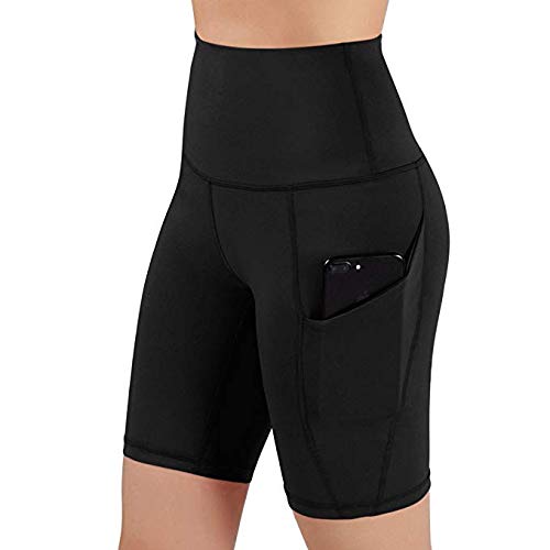 MINXINWY Mallas Cortas Mujer, Leggins de Mujer Fitness Deportes Gimnasio Running Yoga Pantalones Cortos Mujer Deporte Mujeres Ejercicio de Bolsillo Pantalones Atléticos 3D Impresión