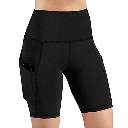 MINXINWY Mallas Cortas Mujer, Leggins de Mujer Fitness Deportes Gimnasio Running Yoga Pantalones Cortos Mujer Deporte Mujeres Ejercicio de Bolsillo Pantalones Atléticos 3D Impresión