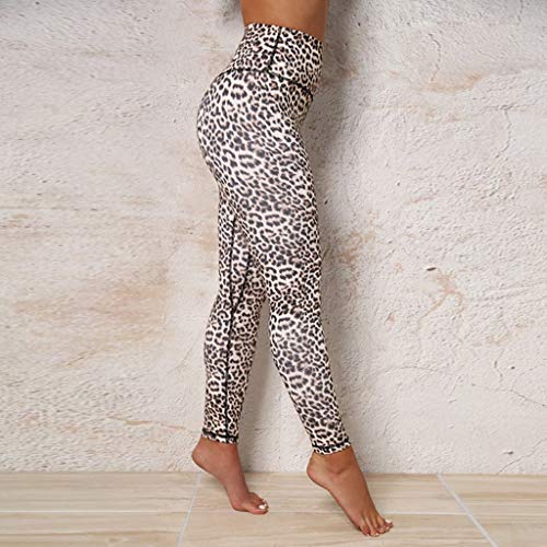 ?MINXINWY Mallas de Mujer Correr, Leggings Deportivos Sexy Mujer Movimiento de Salto Pantalones Leggings Estampado de Leopardo Pantalones de Mujer Cintura Altura