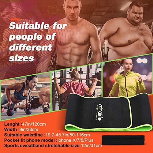 Mirakle Fajas Reductoras Adelgazantes, Faja Reductora de Neopreno para Hombre y Mujer, Faja Reductora Cinturón Lumbar Abdomen Adjustable para Deporte Fitness, Incluye Diadema Deportiva - (Verde Negro)