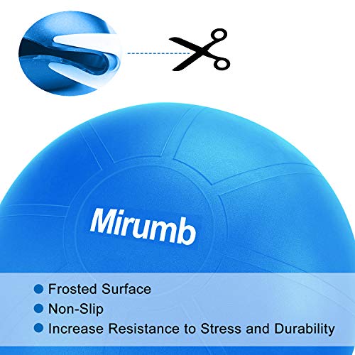 Mirumb Pelota de Ejercicio, Massage Balls Pelota de Pilates Yoga Ball 75CM 65CM 55CM con Bomba Anti Explosión para Fitness, Embarazo,Oficina,Silla de Equilibrio,Gimnasio