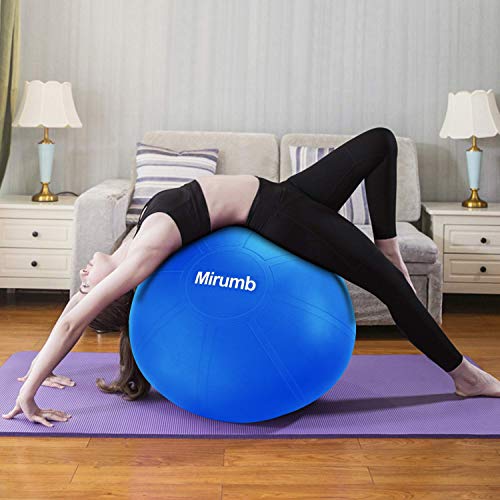 Mirumb Pelota de Ejercicio, Massage Balls Pelota de Pilates Yoga Ball 75CM 65CM 55CM con Bomba Anti Explosión para Fitness, Embarazo,Oficina,Silla de Equilibrio,Gimnasio