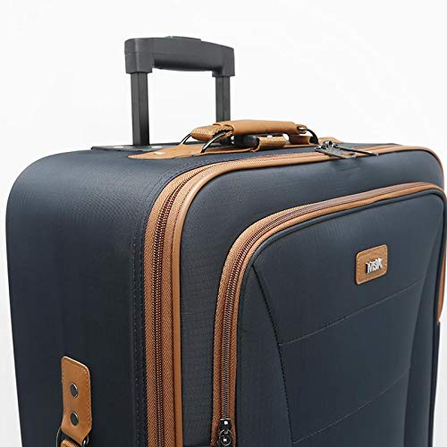 Misako – Maleta de Viaje LELSIE Mediana 69 X 35 X 23CM - 53L - 3,0KG en Color Azul Marino | 4 Ruedas Giratorias | Maleta Blanca de Gran Tamaño