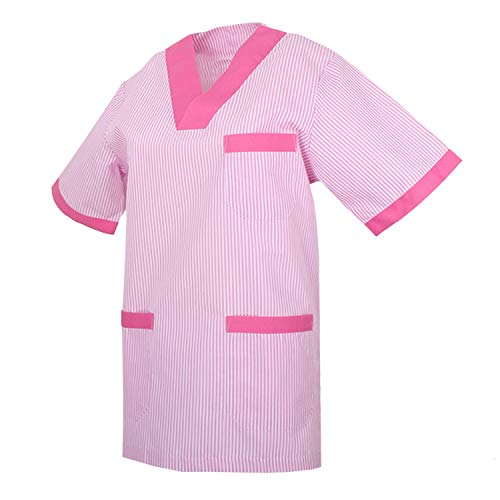 MISEMIYA - Casaca Mangas Cortas Uniforme Laboral CLINICA Hospital Limpieza Veterinaria Dentista ESTÉTICA Médico Enfermería - Ref:T817 - M, Fucsia