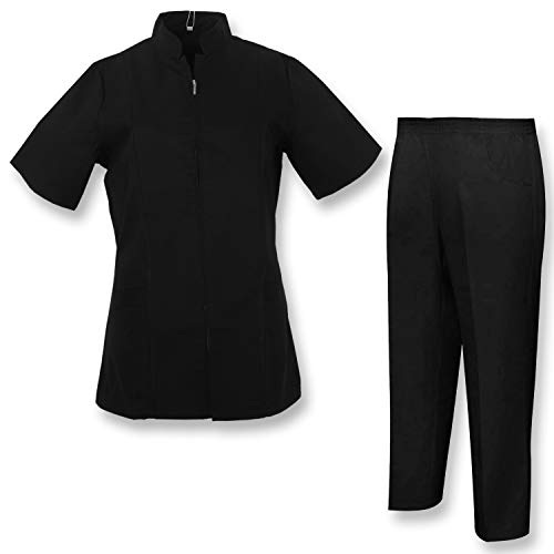 MISEMIYA - Casaca Y PANTALÓN Mujer Uniforme Sanitarios,Peluquero, Empleado de SPA, o masajista - Ref.8298 - L, Negro