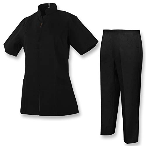 MISEMIYA - Casaca Y PANTALÓN Mujer Uniforme Sanitarios,Peluquero, Empleado de SPA, o masajista - Ref.8298 - L, Negro