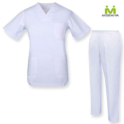 MISEMIYA - Casaca Y PANTALÓN Sanitarios Unisex Uniformes Sanitarios MÉDICOS Conjuntos Sanitarios Ref.81782 - S, Blanco