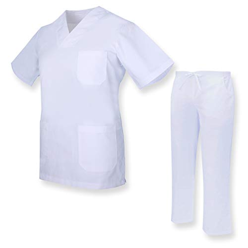 MISEMIYA - Casaca Y PANTALÓN Sanitarios Unisex Uniformes Sanitarios MÉDICOS Enfermera Dentistas Ref.817Q8 - S, Blanco