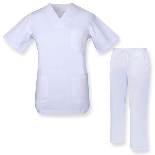 MISEMIYA - Casaca Y PANTALÓN Sanitarios Unisex Uniformes Sanitarios MÉDICOS Enfermera Dentistas Ref.817Q8 - S, Blanco