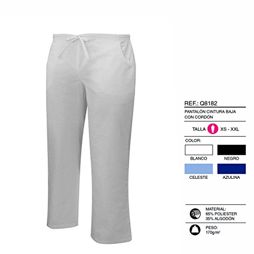 MISEMIYA - PANTALÓN Cintura Baja con CORDÓN Uniforme Laboral CLINICA Hospital MÉDICO Enfermera Veterinaria SANIDAD HOSTELERÍA - Ref.Q8182 - L, Blanco