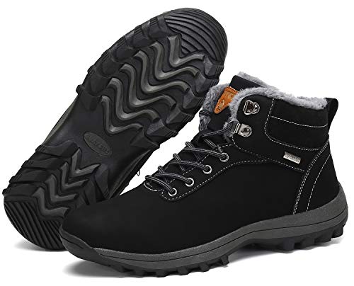 Mishansha Botas de Nieve Hombre Botas de Invierno Mujer Calentar Piel Forro Botines Impermeables Invierno Antideslizantes Botines Tacticos Negro Gr.41