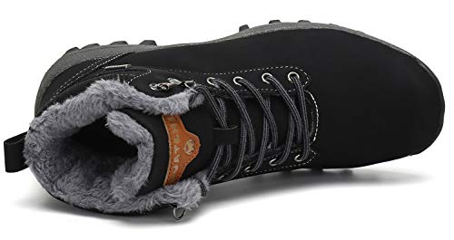 Mishansha Botas de Nieve Hombre Botas de Invierno Mujer Calentar Piel Forro Botines Impermeables Invierno Antideslizantes Botines Tacticos Negro Gr.41