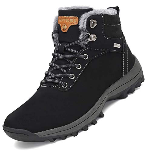 Mishansha Botas de Nieve Hombre Botas de Invierno Mujer Calentar Piel Forro Botines Impermeables Invierno Antideslizantes Botines Tacticos Negro Gr.41