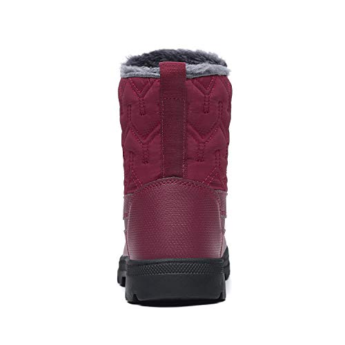 Mishansha Botas de Nieve para Mujer Botas Apreski Impermeables Botas de Invierno Mantener Caliente Botas con Forro Polar Al Aire Libre, Rojo 38