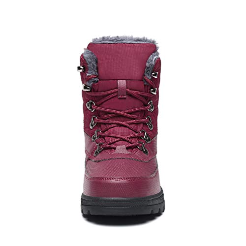 Mishansha Botas de Nieve para Mujer Botas Apreski Impermeables Botas de Invierno Mantener Caliente Botas con Forro Polar Al Aire Libre, Rojo 38