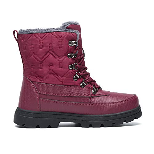 Mishansha Botas de Nieve para Mujer Botas Apreski Impermeables Botas de Invierno Mantener Caliente Botas con Forro Polar Al Aire Libre, Rojo 38